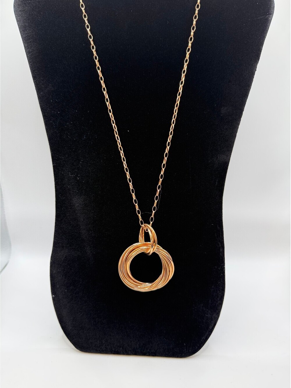 Milor Bronze Italy Multi-Ring Circle Pendant Necklace, 36" Chain